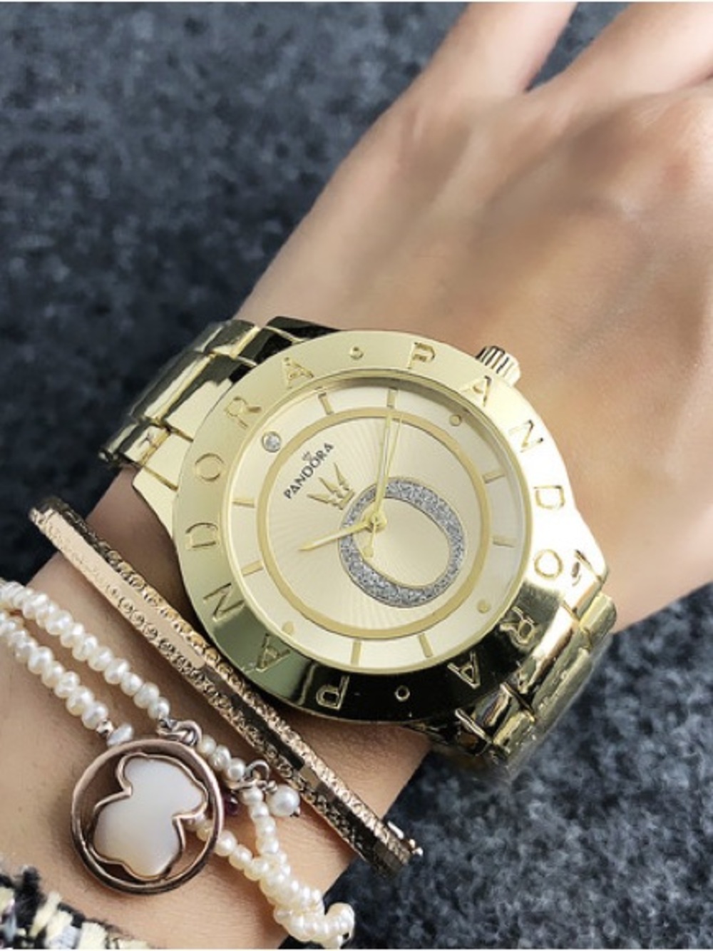 New Pandora Gold Tone Women's Bracelet Watch with Crystal Accent